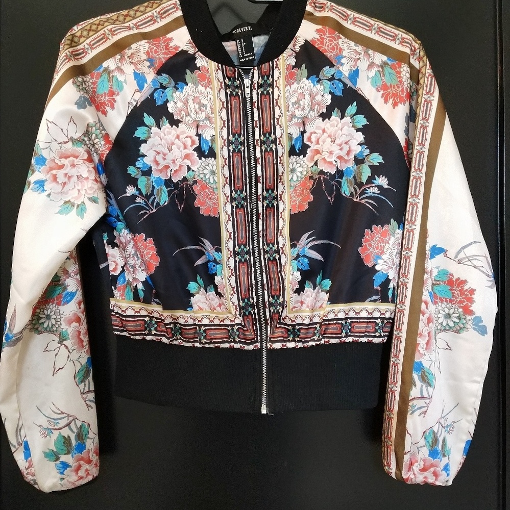 Silk Floral Bomber Jacket